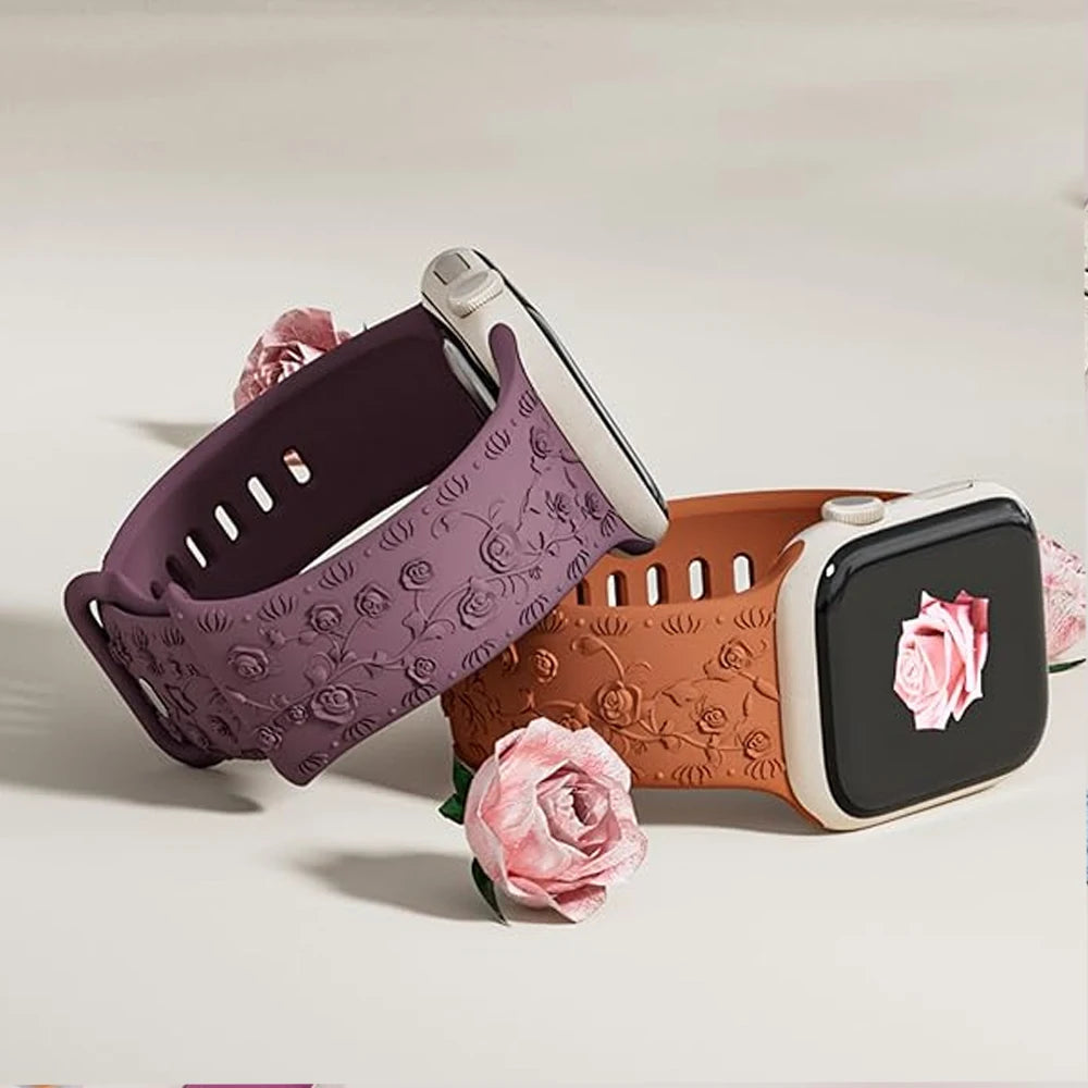 Rose Blossom Engraved Band for Apple Watch