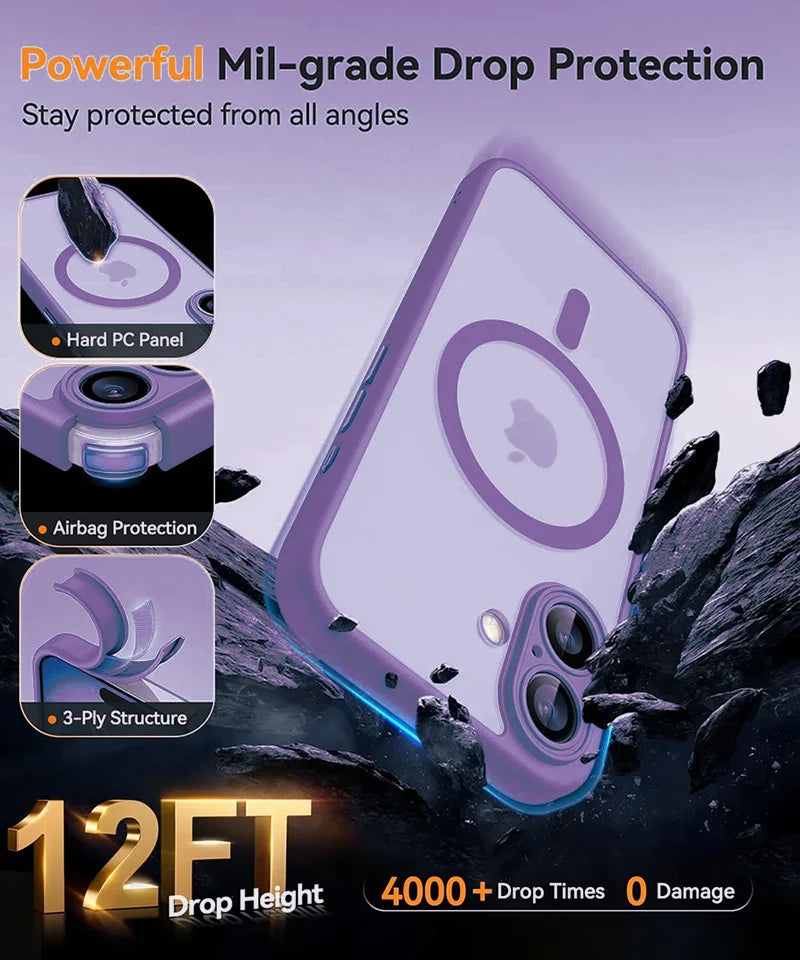 Magnetic MagSafe Armor Shockproof Case for iPhone (Wireless Charge)