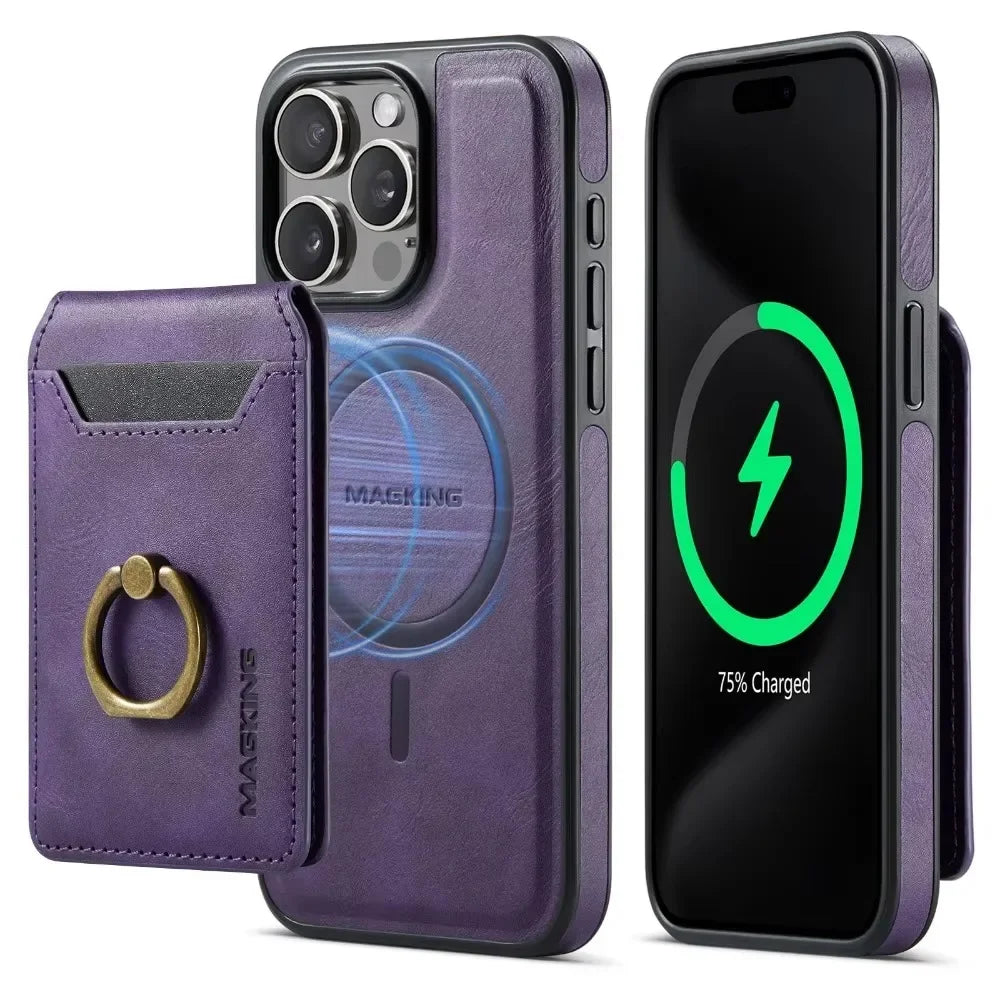 Magnetic Duo: Detachable 2-in-1 Wallet Case for iPhone