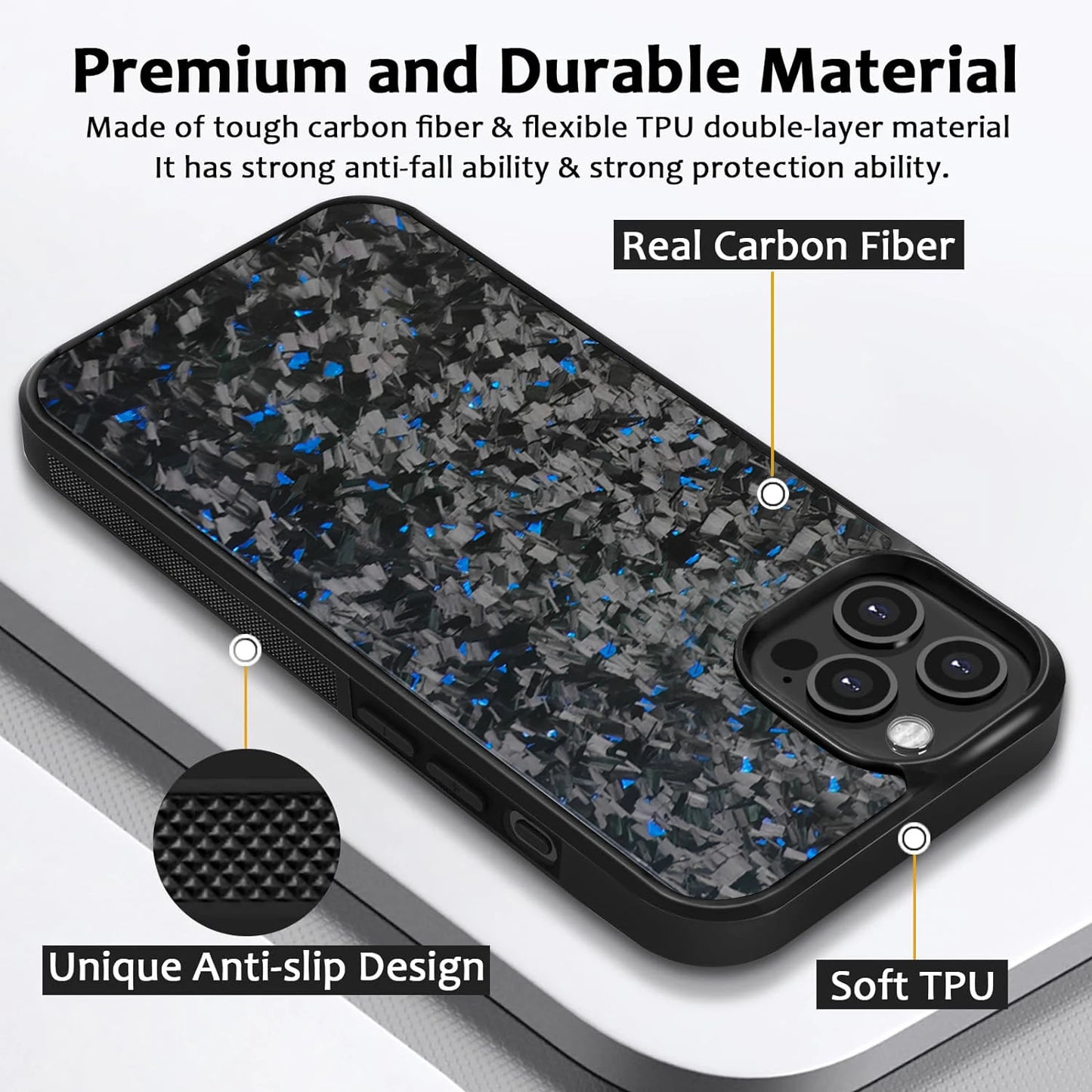 Real Carbon Fiber Armor Shockproof Cover for iPhone 15 (Wireless Charge)