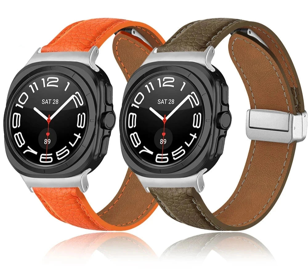 Pebble Craft Magnetic Leather Band for Samsung Galaxy Watch 7 ultra 47mm