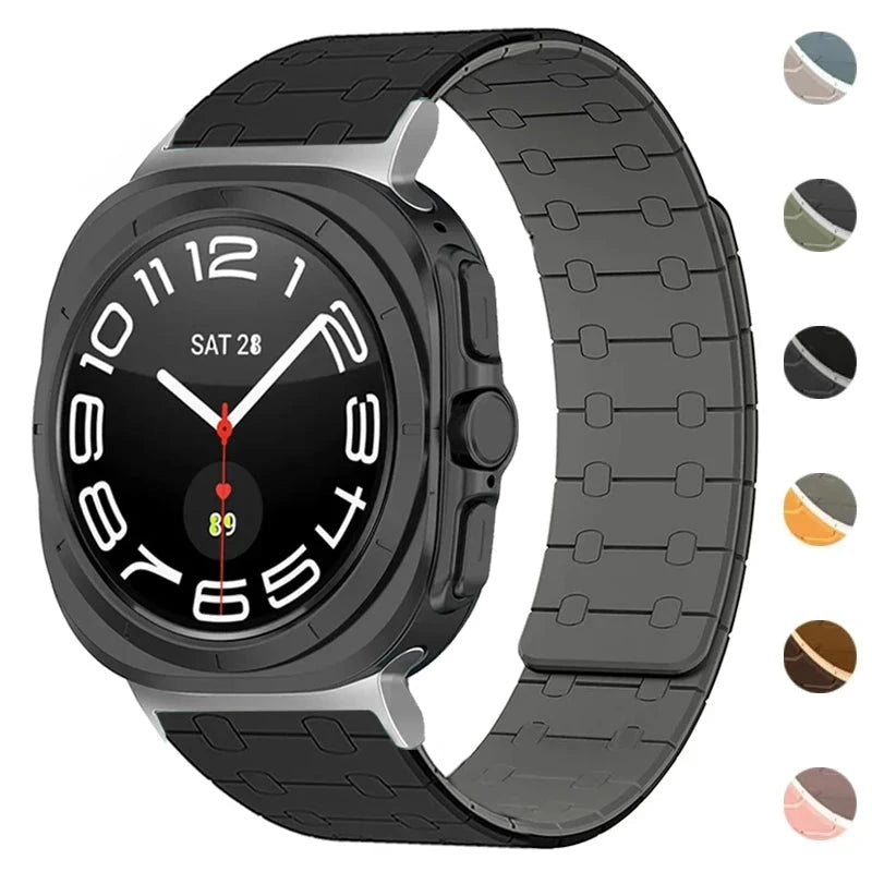 Magnet Flex Duo Silicone Band for Samsung Galaxy Watch 7 Ultra 47mm