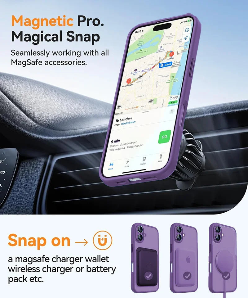 Magnetic MagSafe Armor Shockproof Case for iPhone (Wireless Charge)