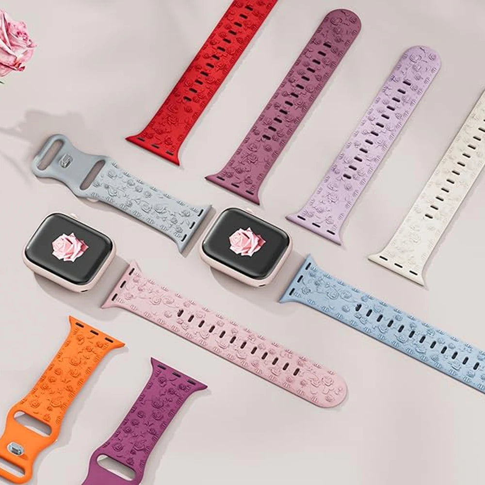Rose Blossom Engraved Band for Apple Watch