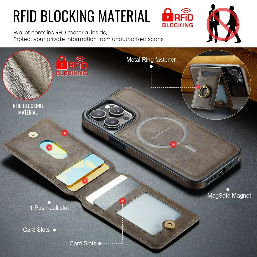 Magnetic Duo: Detachable 2-in-1 Wallet Case for iPhone