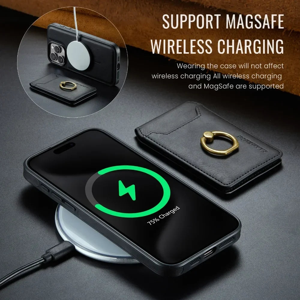 Magnetic Duo: Detachable 2-in-1 Wallet Case for iPhone