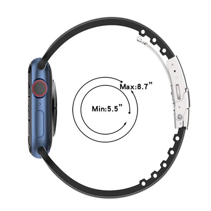 Ribbed Silicone Band with Metal Clasp for Apple Watch