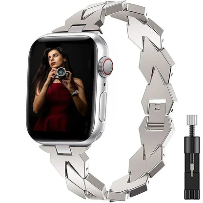 Diamond Shaped Link Stainless Steel Band for Apple Watch