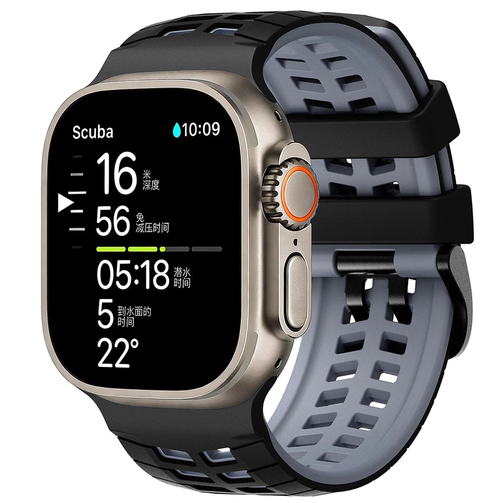 Two-tone Breathable Silicone Band For Apple Watch Ultra2 3 49mm SE 5 6 7 8 9 10 11 46mm 45mm 44mm