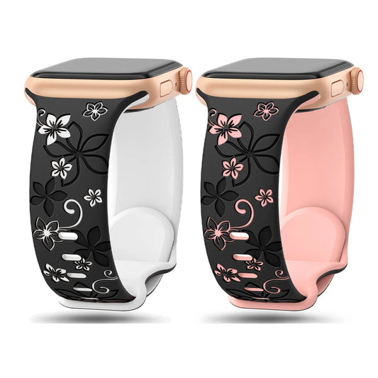 Bloom Two-Tone Floral Engraved Band for Apple Watch