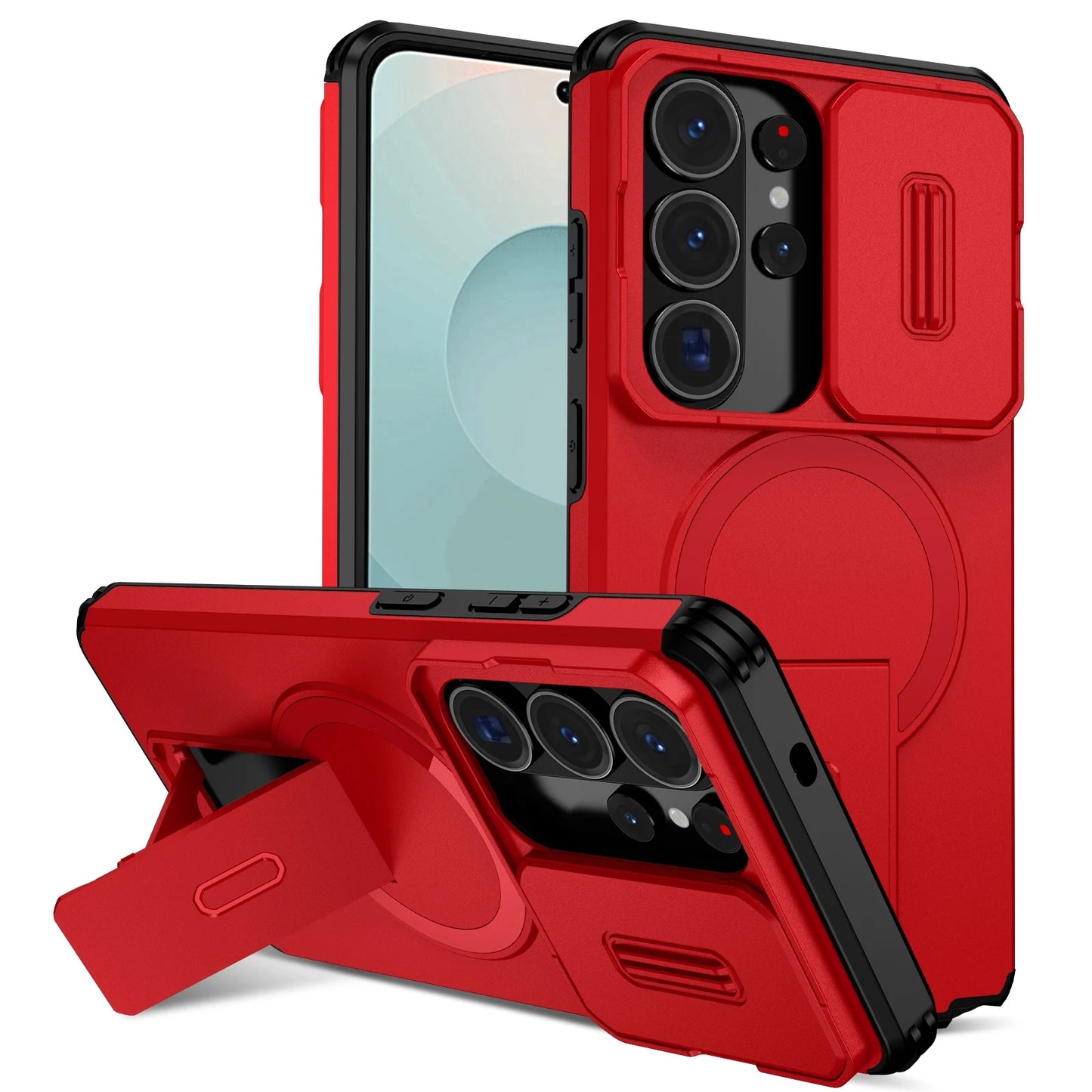 Lens Protector Phone Case for Samsung {Magnetic Kickstan)
