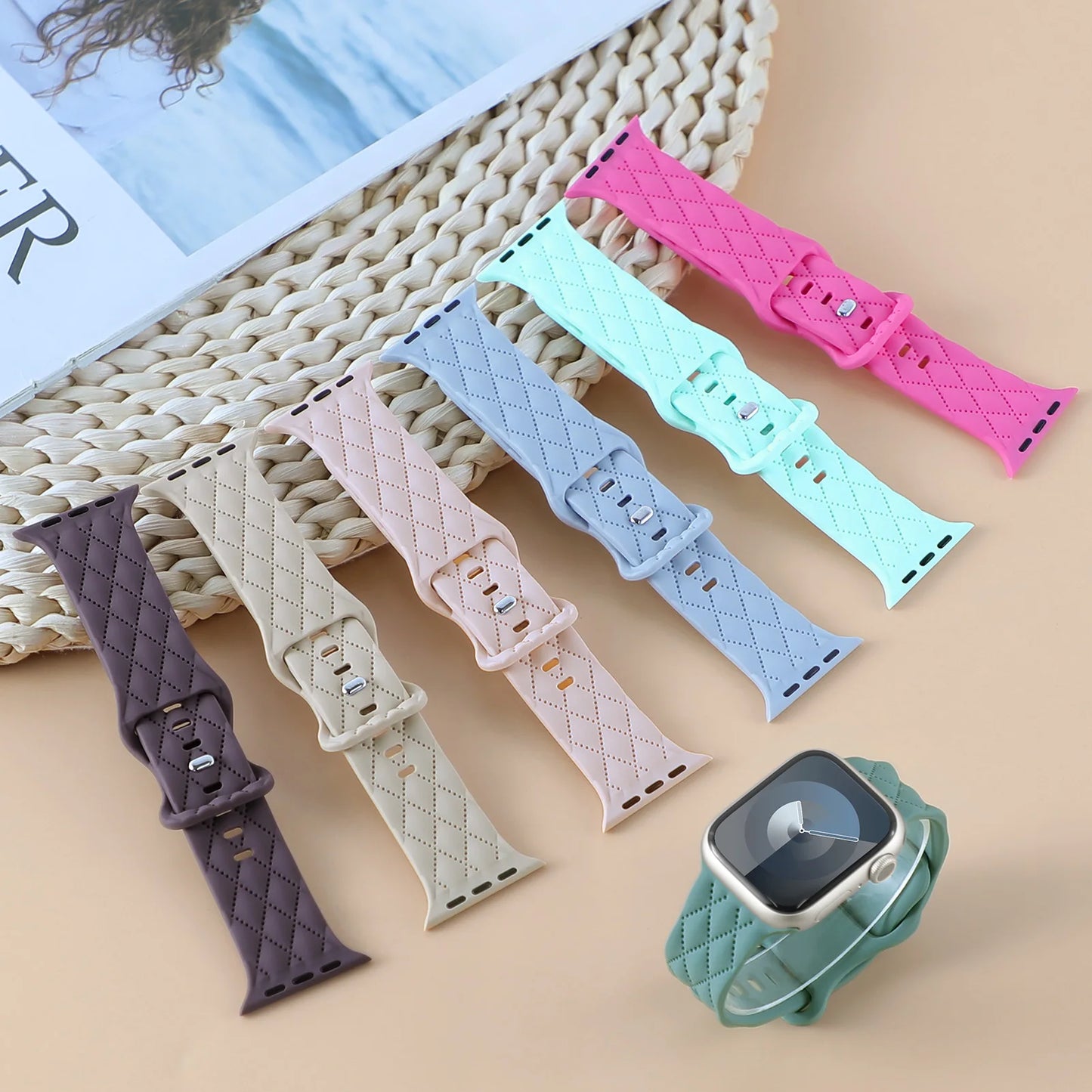 Quilt Design Silicone Band for Apple Watch