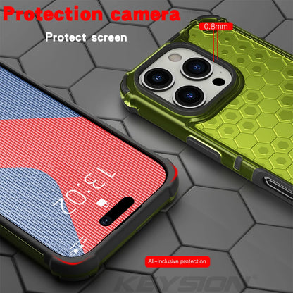 Shockproof Armor Case for iPhone (Transparent Honeycomb)