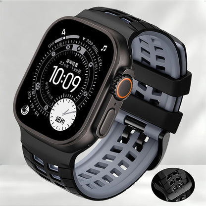 Two-tone Breathable Silicone Band For Apple Watch Ultra2 3 49mm SE 5 6 7 8 9 10 11 46mm 45mm 44mm