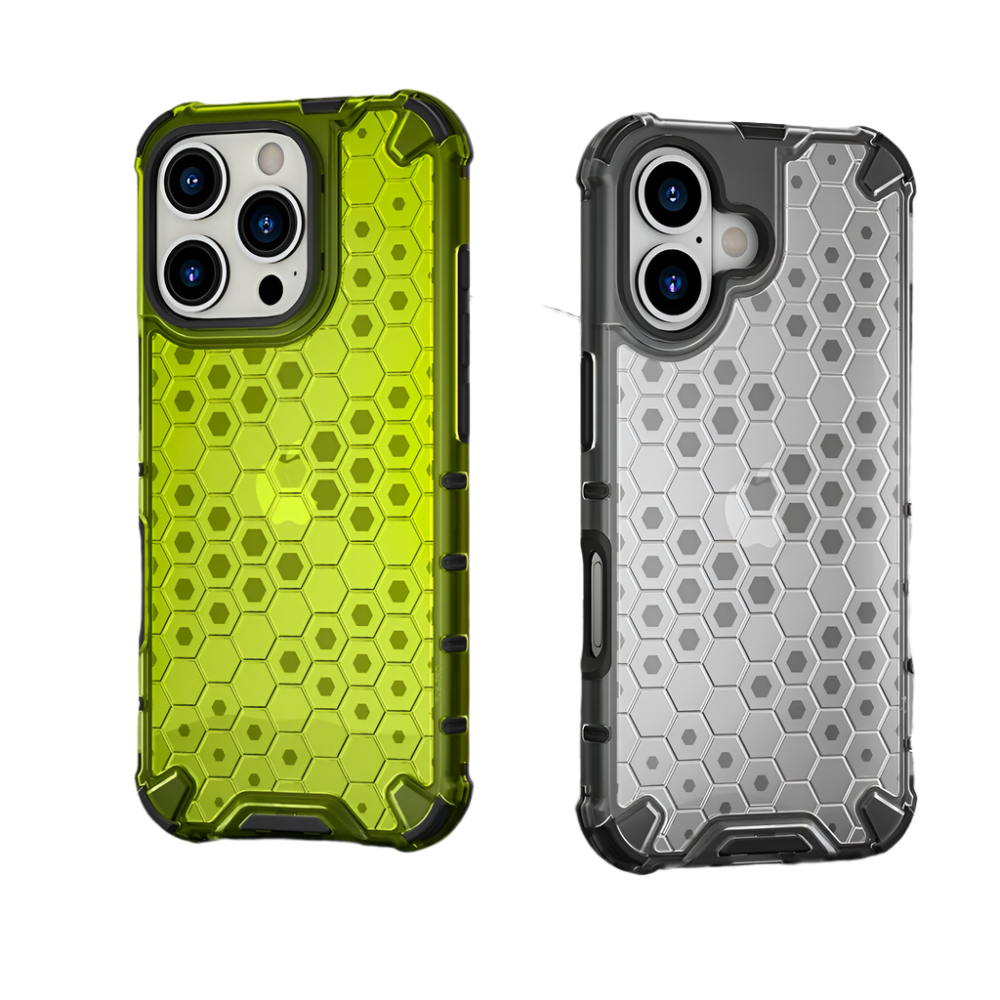 Shockproof Armor Case for iPhone (Transparent Honeycomb)