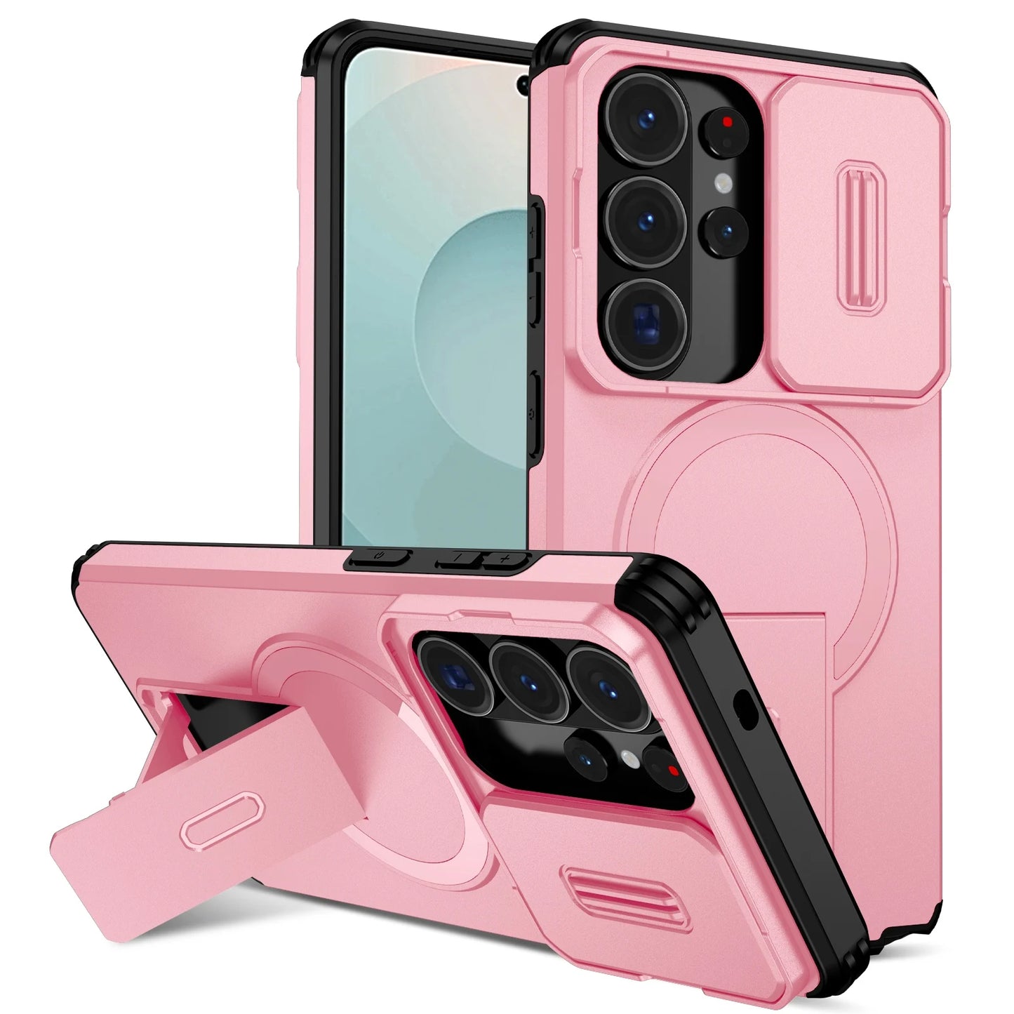 Lens Protector Phone Case for Samsung {Magnetic Kickstan)
