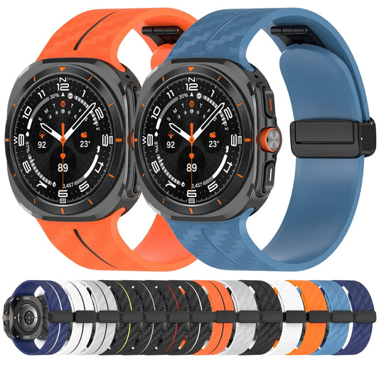 Carbon Fiber Pattern Strap for Samsung Galaxy Watch 7 Ultra 47mm (Magnetic Clasp)