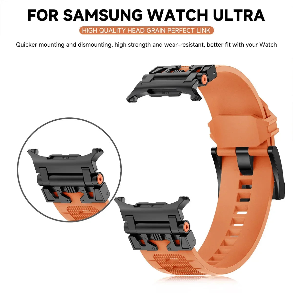 Mechanics Silicone Band for Samsung Galaxy Watch 7 Ultra 47mm (Metal Connector)