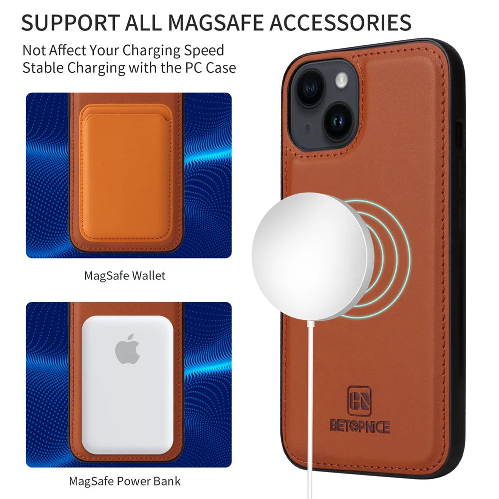 MagnaFlip 2-in-1 Magnetic Leather Flip Case for iPhone