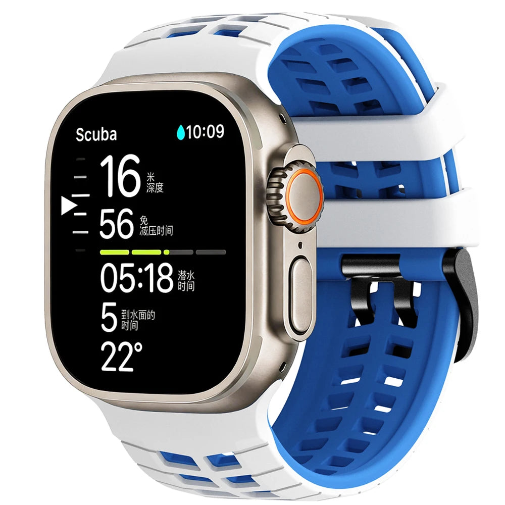 Two-tone Breathable Silicone Band For Apple Watch Ultra2 3 49mm SE 5 6 7 8 9 10 11 46mm 45mm 44mm