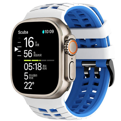 Two-tone Breathable Silicone Band For Apple Watch Ultra2 3 49mm SE 5 6 7 8 9 10 11 46mm 45mm 44mm