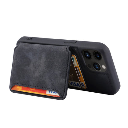 Leather Magnetic Card Pocket/Holder Case for iPhone (Shockproof Back Cover)