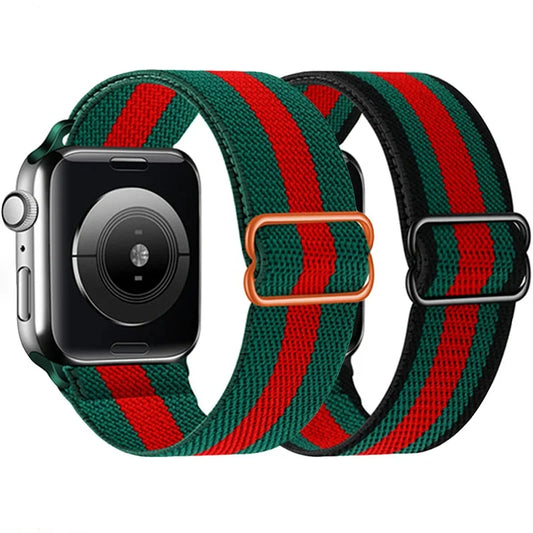 Thick Adjustable Elastic Pattern Nylon Band for Apple Watch