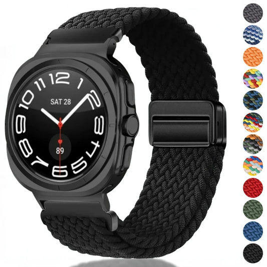 Braided Nylon Band for Samsung Galaxy Watch 7 Ultra 47mm (Magnetic Buckle)