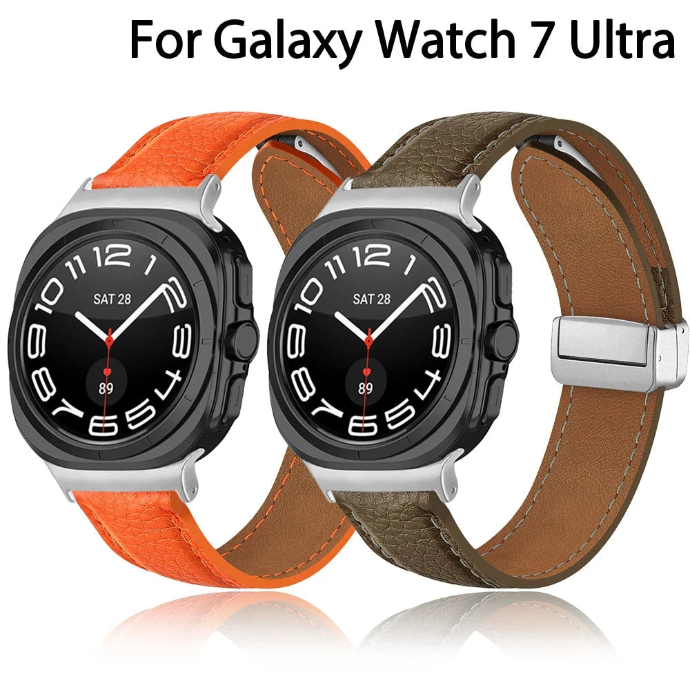 Leather Pebbled Magnetic Strap for Samsung Galaxy Watch 7 ultra 47mm (Quick Release)