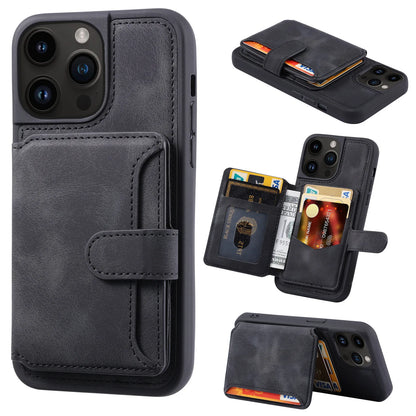 Leather Magnetic Card Pocket/Holder Case for iPhone (Shockproof Back Cover)