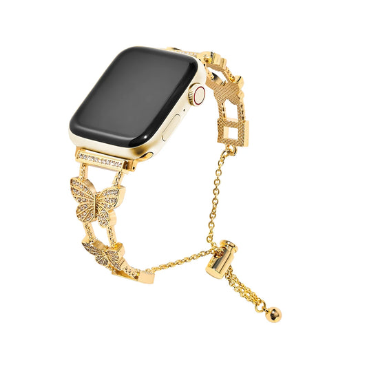 Butterfly Detail Full Diamond Chain Apple Watch Band