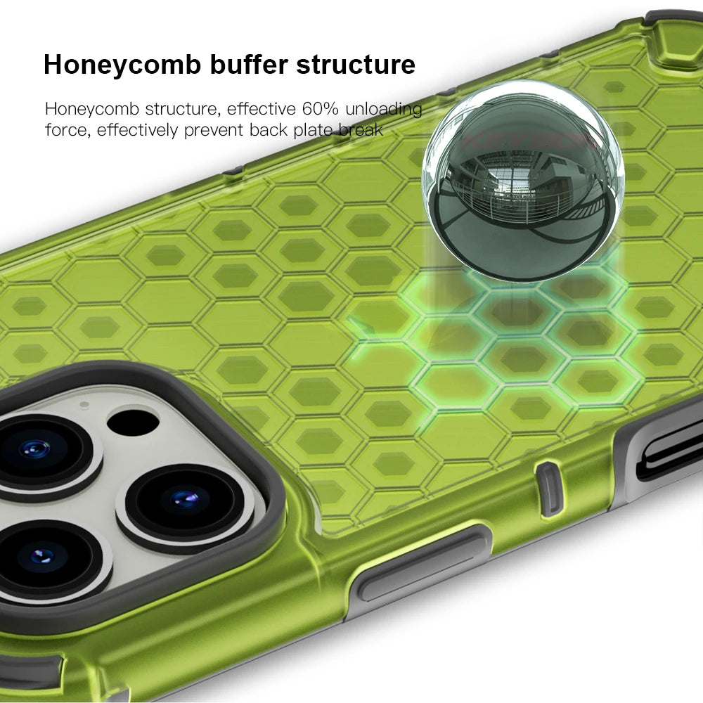Shockproof Armor Case for iPhone (Transparent Honeycomb)