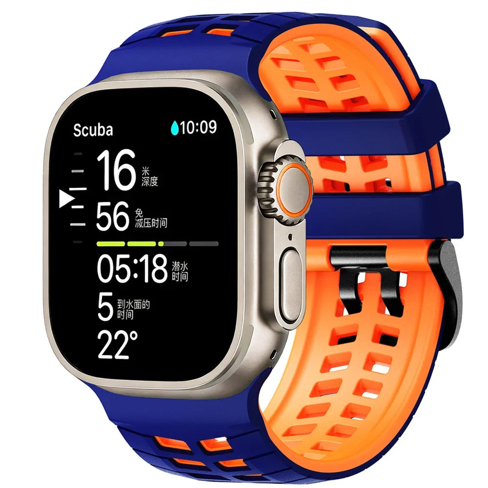 Two-tone Breathable Silicone Band For Apple Watch Ultra2 3 49mm SE 5 6 7 8 9 10 11 46mm 45mm 44mm