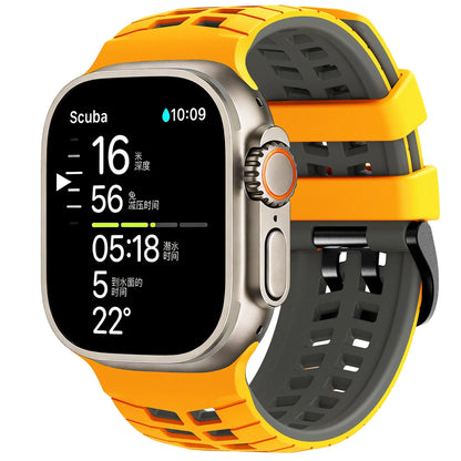 Two-tone Breathable Silicone Band For Apple Watch Ultra2 3 49mm SE 5 6 7 8 9 10 11 46mm 45mm 44mm