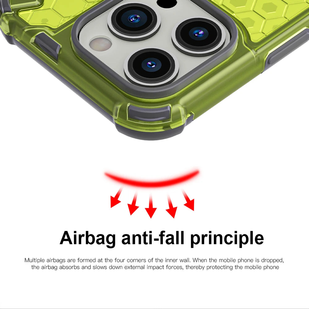 Shockproof Armor Case for iPhone (Transparent Honeycomb)