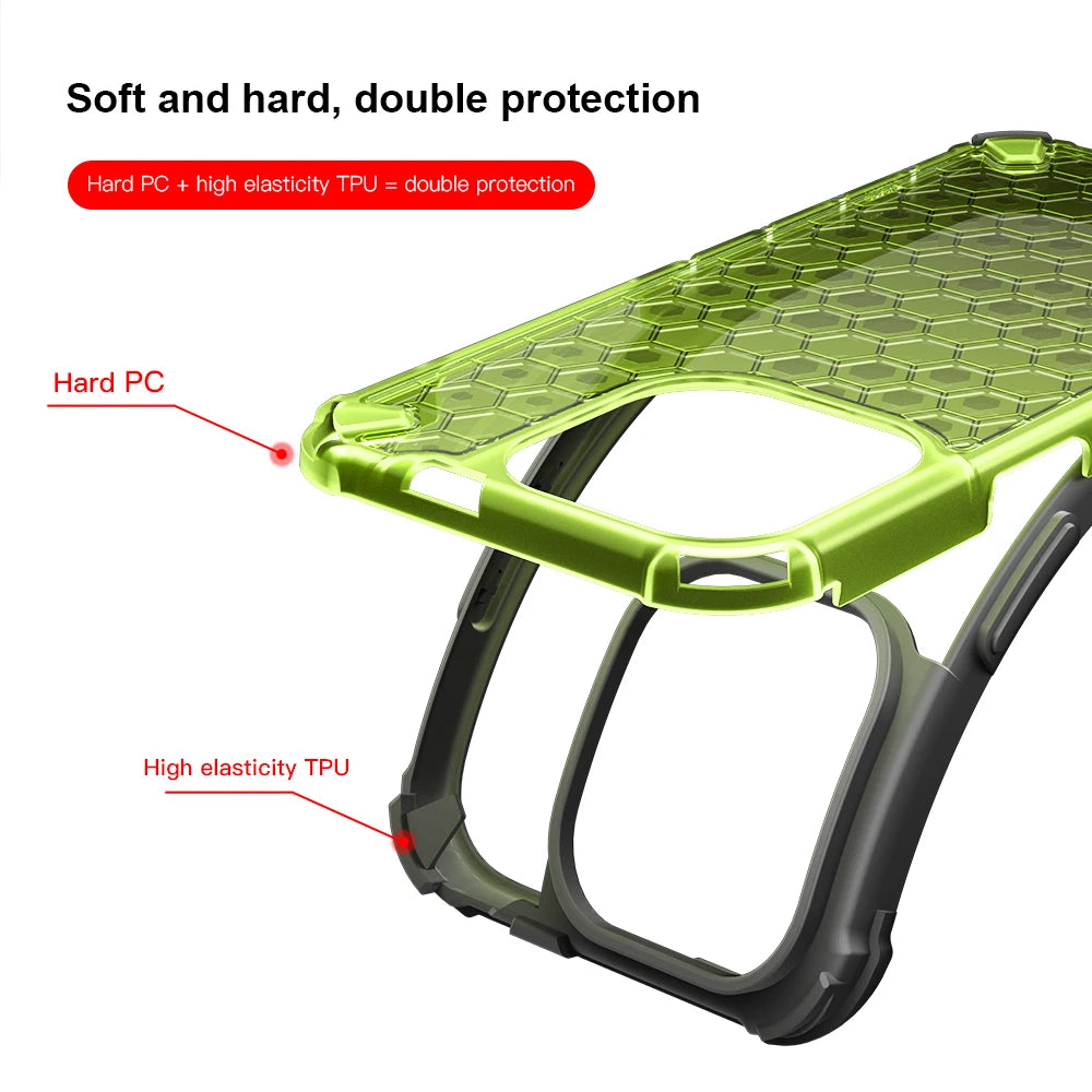 Shockproof Armor Case for iPhone (Transparent Honeycomb)