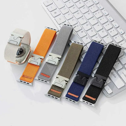Braided Elastic Nylon Strap for Apple Watch (Titanium Buckle)