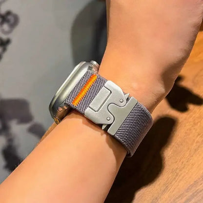 Braided Elastic Nylon Strap for Apple Watch (Titanium Buckle)