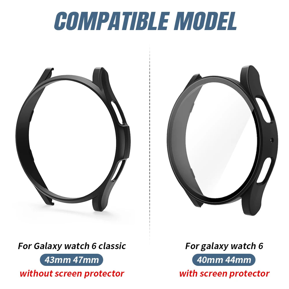 Glass+Case All-Around Bumper for Samsung Galaxy Watch 6 Classic
