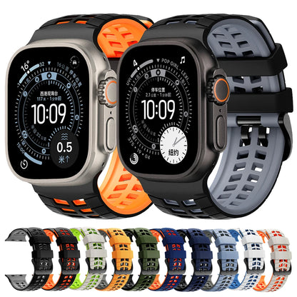 Two-tone Breathable Silicone Band For Apple Watch Ultra2 3 49mm SE 5 6 7 8 9 10 11 46mm 45mm 44mm