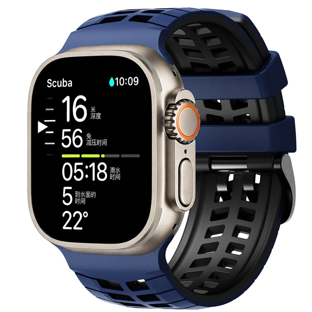Two-tone Breathable Silicone Band For Apple Watch Ultra2 3 49mm SE 5 6 7 8 9 10 11 46mm 45mm 44mm