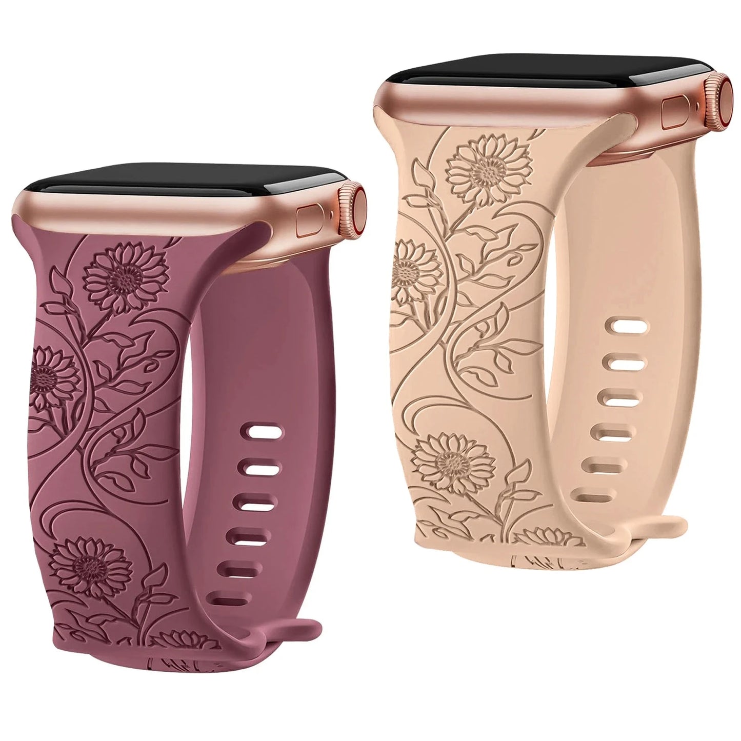 Floral Bloom Engraved Band for Apple Watch