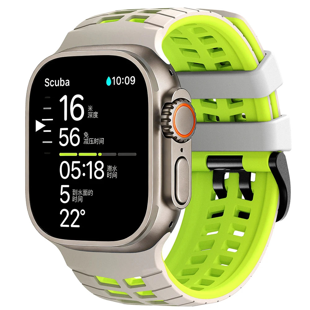 Two-tone Breathable Silicone Band For Apple Watch Ultra2 3 49mm SE 5 6 7 8 9 10 11 46mm 45mm 44mm