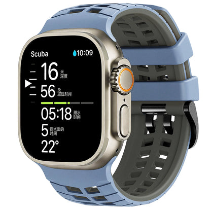 Two-tone Breathable Silicone Band For Apple Watch Ultra2 3 49mm SE 5 6 7 8 9 10 11 46mm 45mm 44mm