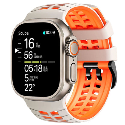 Two-tone Breathable Silicone Band For Apple Watch Ultra2 3 49mm SE 5 6 7 8 9 10 11 46mm 45mm 44mm