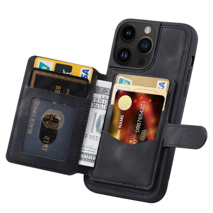 Leather Magnetic Card Pocket/Holder Case for iPhone (Shockproof Back Cover)